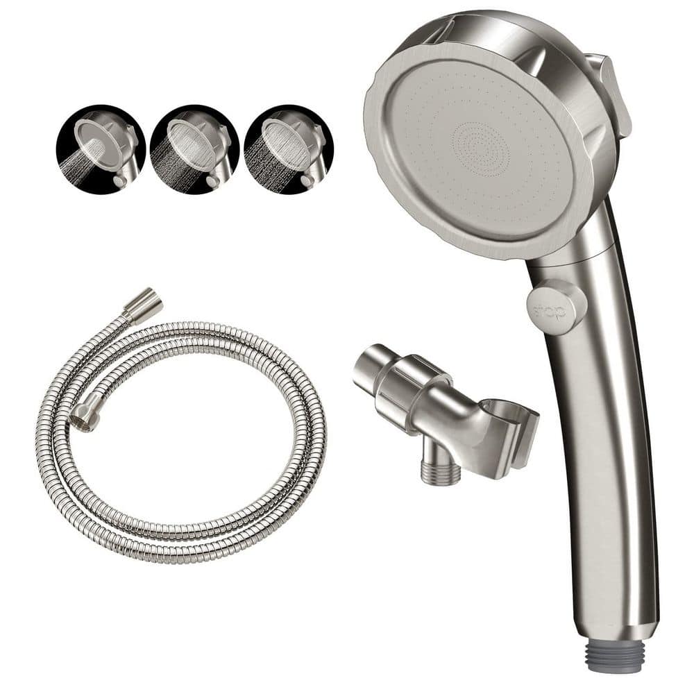 1-Piece High Pressure Handheld Shower Head in Brushed Nickel with ON and OFF Pause Switch and Adjustable Angle Bracket price history on PriceWatchPro