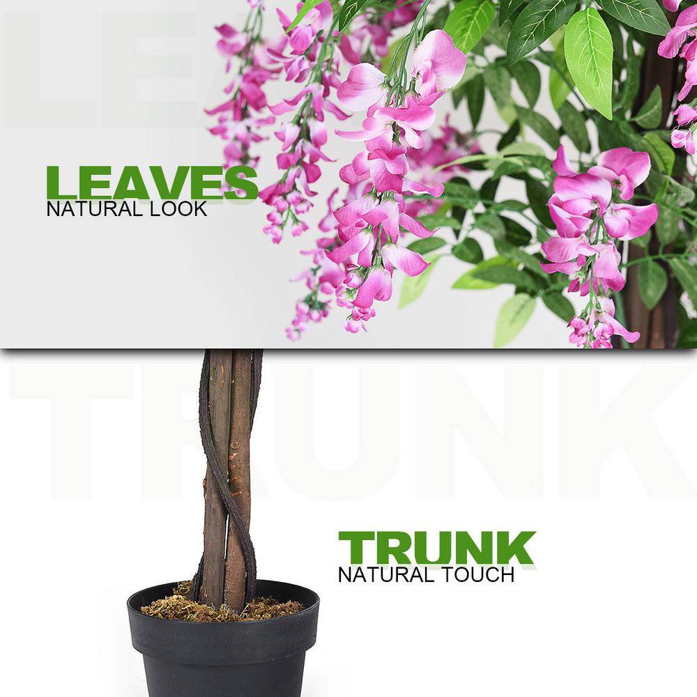 6-Foot Purple Silk Wisteria Tree with Black Plastic Pot