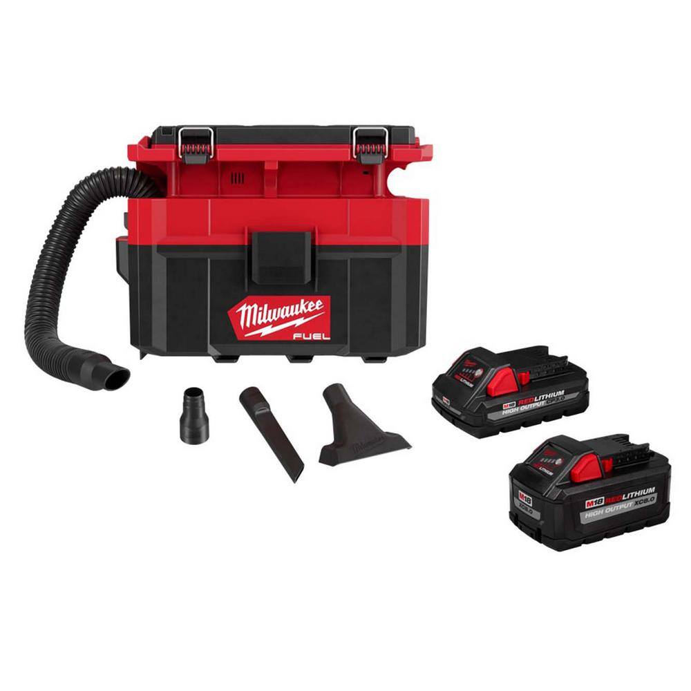 Milwaukee M18 FUEL PACKOUT 18-Volt Lithium-Ion Cordless 2.5 Gal. Wet/Dry Vacuum with M18 HIGH OUTPUT XC 8.0 Ah and 3 Ah Batteries, Reds/Pinks -  0970-1835S