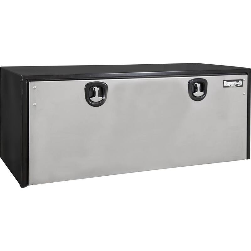 18 in. x 18 in. x 60 in. Gloss Black Steel Underbody Truck Tool Box with Stainless Steel Door