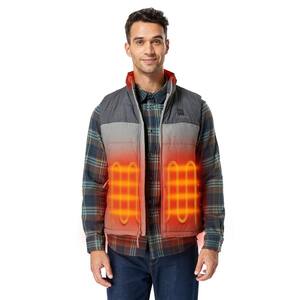 Men's 2X-Large Gray 7.38-Volt Lithium-Ion Heated Vest with 1 Upgraded 4.8Ah Battery and Charger