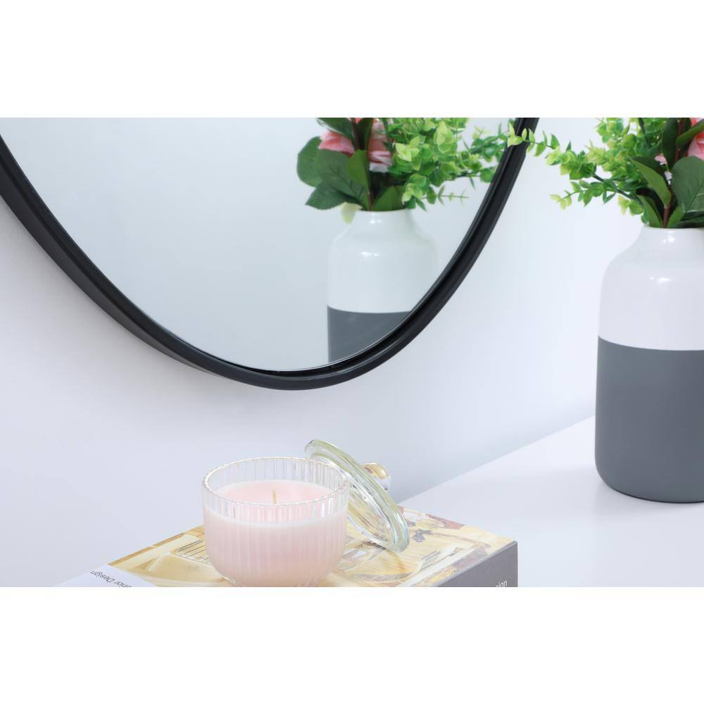 40-Inch Black Oval Metal Frame Mirror