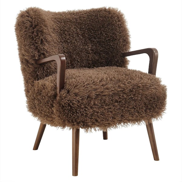 Zerra Faux Shearling Accent Armchair in Brown