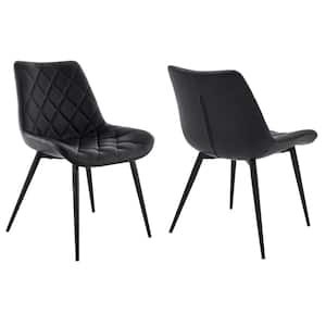 Loralie Black Faux Leather and Black Metal Dining Chairs (Set of 2)