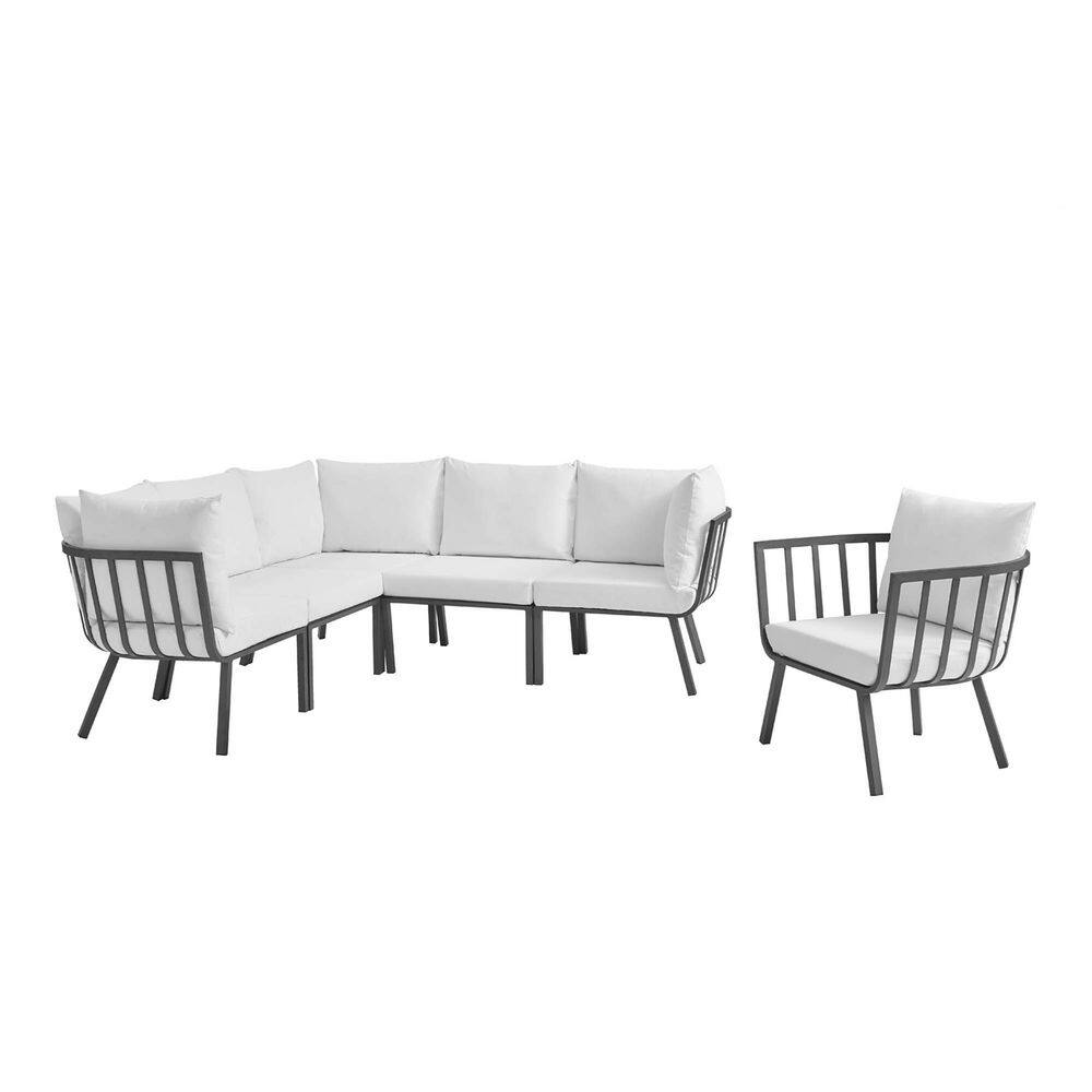 Riverside Gray 6-Piece Aluminum Outdoor Sectional Set with White Cushions price history on PriceWatchPro