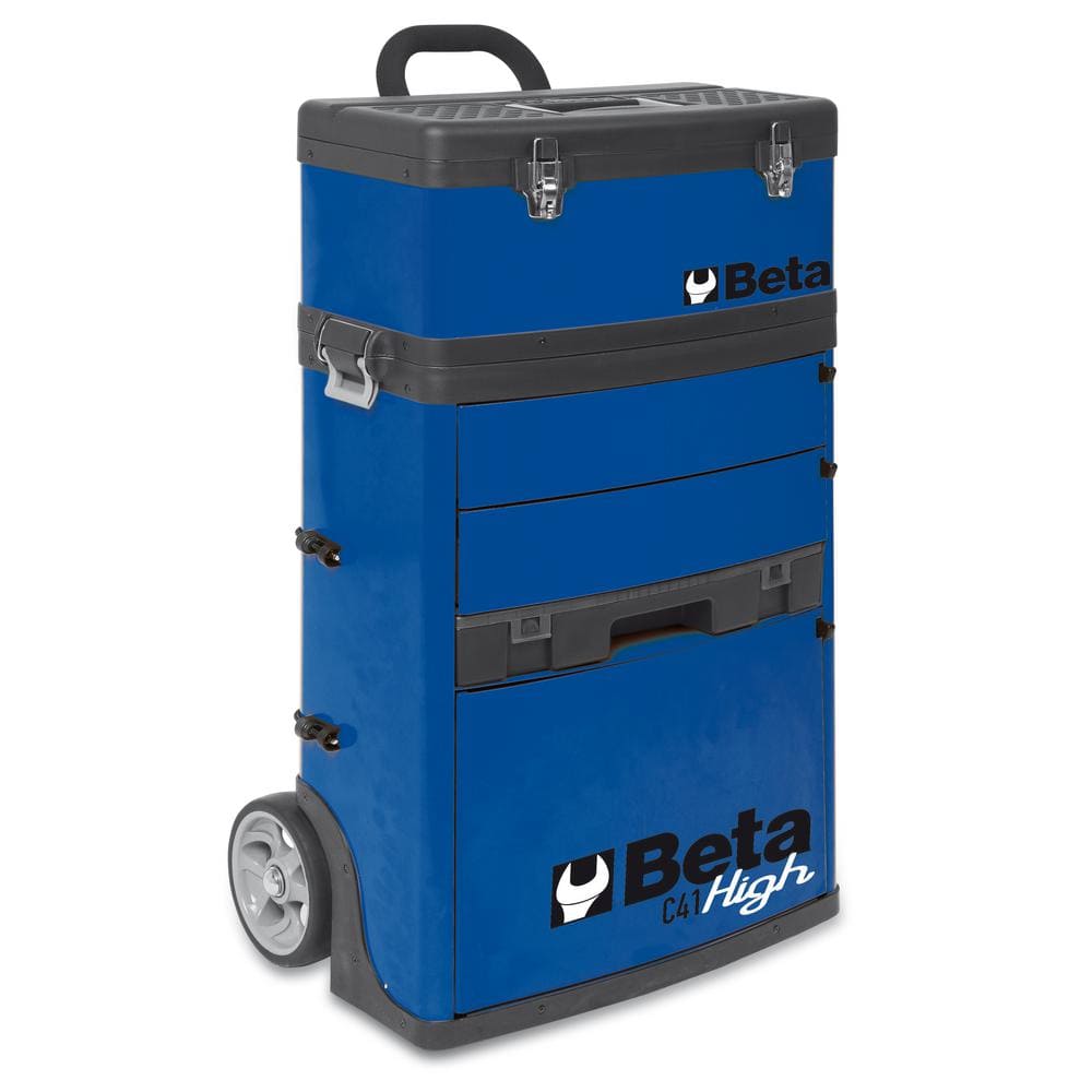 Beta 21 in. Mobile Tool Utility Cart with 3 Slide-Out Drawers and Removable Top Box with Carry Handle in Blue -  041000006