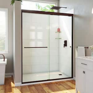 Alliance Pro HV 60 in. W x 76.5 in. H Sliding Semi Frameless Shower Door in Oil Rubbed Bronze with Clear Glass
