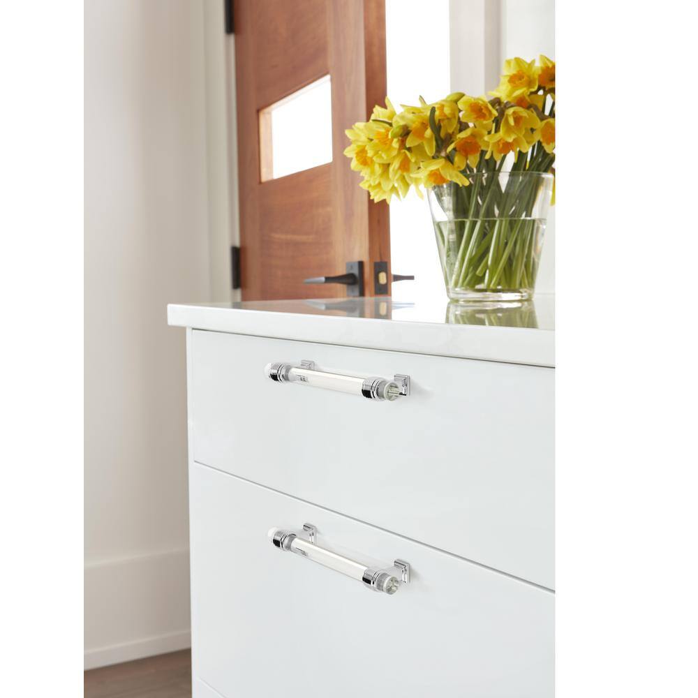 Glacio 5-1/16" Clear and Polished Chrome Bar Pull
