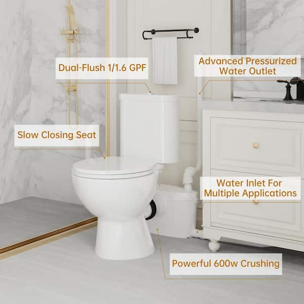 Simple Project Rear Drain Macerating Toilet 2-Piece 1/1.6 GPF