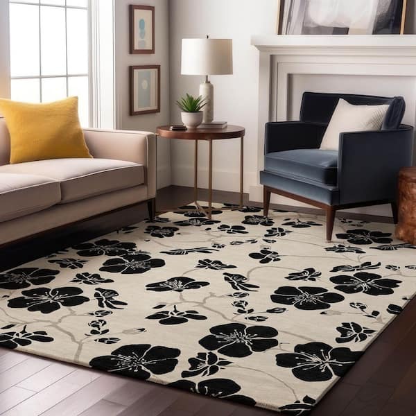 Mayfield Premium Machine Washable Abstract AMF1034 Ivory 5 ft. x 7 ft. 6 in. Area Rug