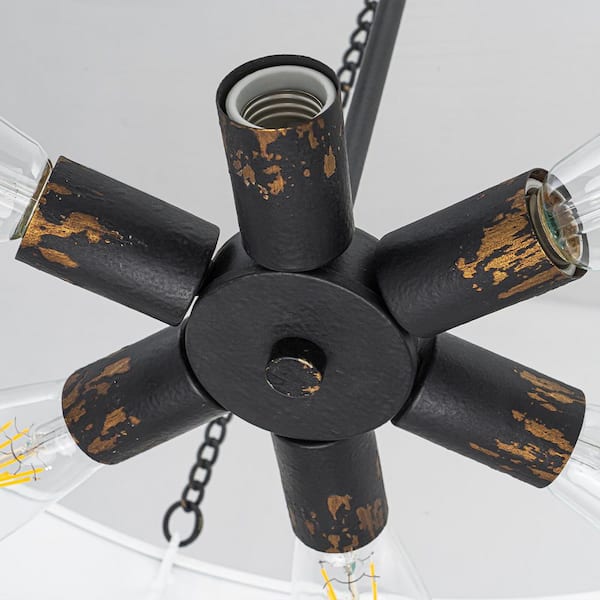 ZYZWMB 24 in. 6-Light Modern Industrial Black Drum Chandelier