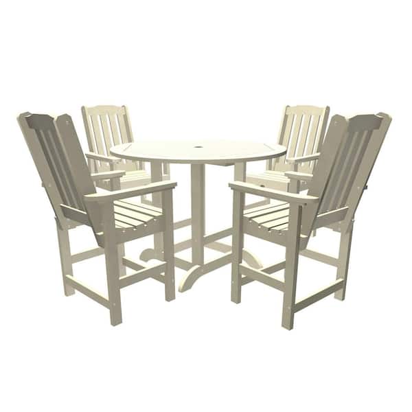 Unbranded Springville 5-Pieces Round Recycled Plastic Outdoor Counter Dining Set