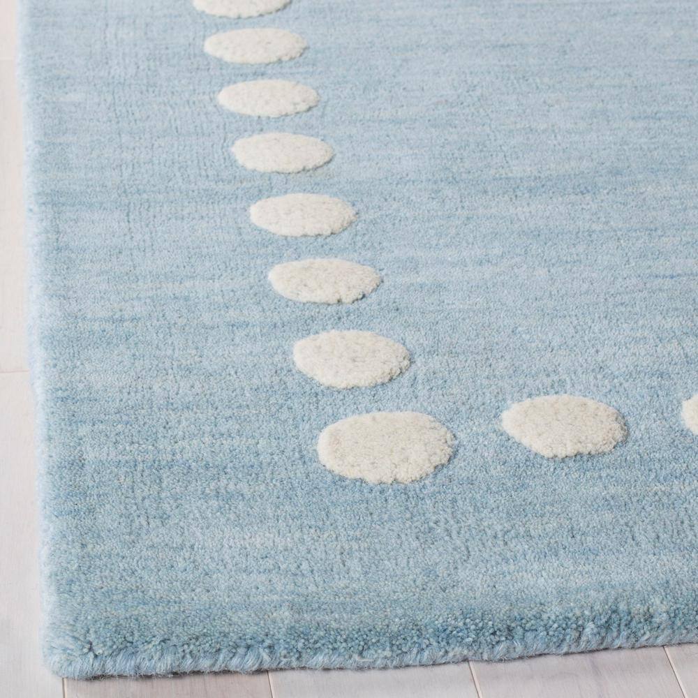 Lushly Soft Hand-Tufted Blue/Ivory Wool Kids 4' x 6' Area Rug