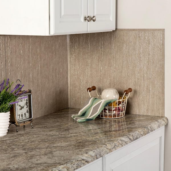 Batique Cream 47 in. Vinyl Backsplash Accessory Kit (5-Pack)