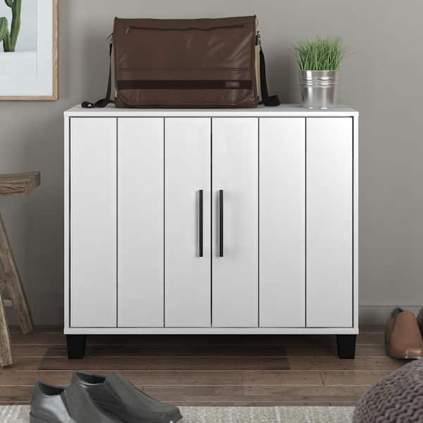 GALANO 26.2 in. H x 31.1 in. W Black Wood Shoe Cabinet