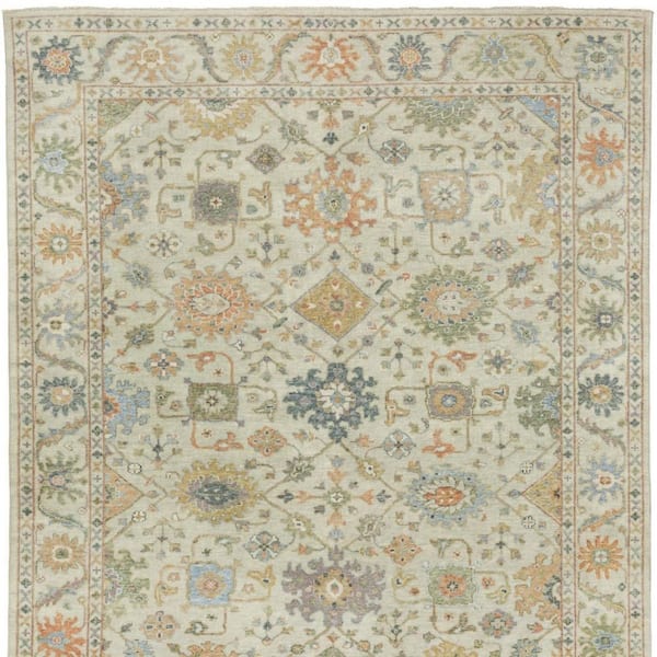 10 ft. x 14 ft. Beige, Green Oriental Washable Area Rug