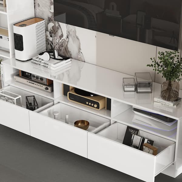 FUFU&GAGA White Wooden TV Stand, Entertainment Center, TV