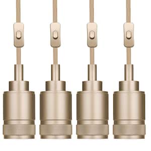 1 Light Socket Matte Gold Finish Bulb Style Pendant Light Plugin and Hardwire Fixture No Bulb or Shade Included (4-Pack)