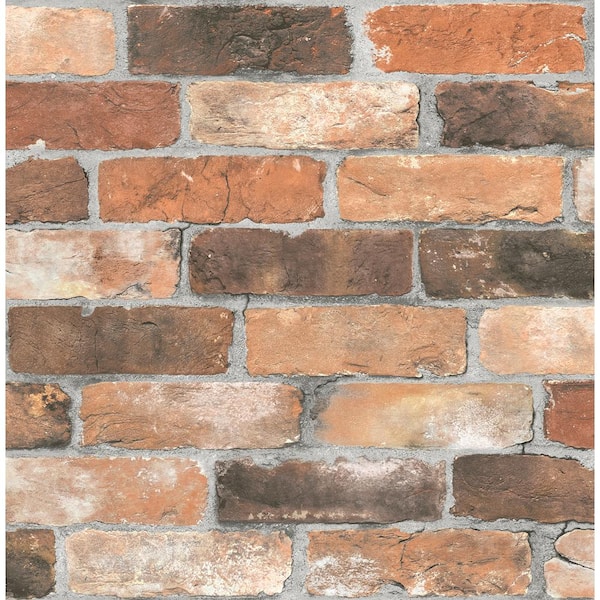 A-Street Prints Rustin Rust Reclaimed Bricks Paper Strippable Roll (Covers 56.4 sq. ft.)