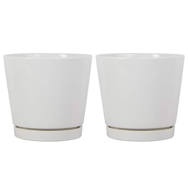 Trendspot 6 in. White Knack Ceramic Planter, Set of 2