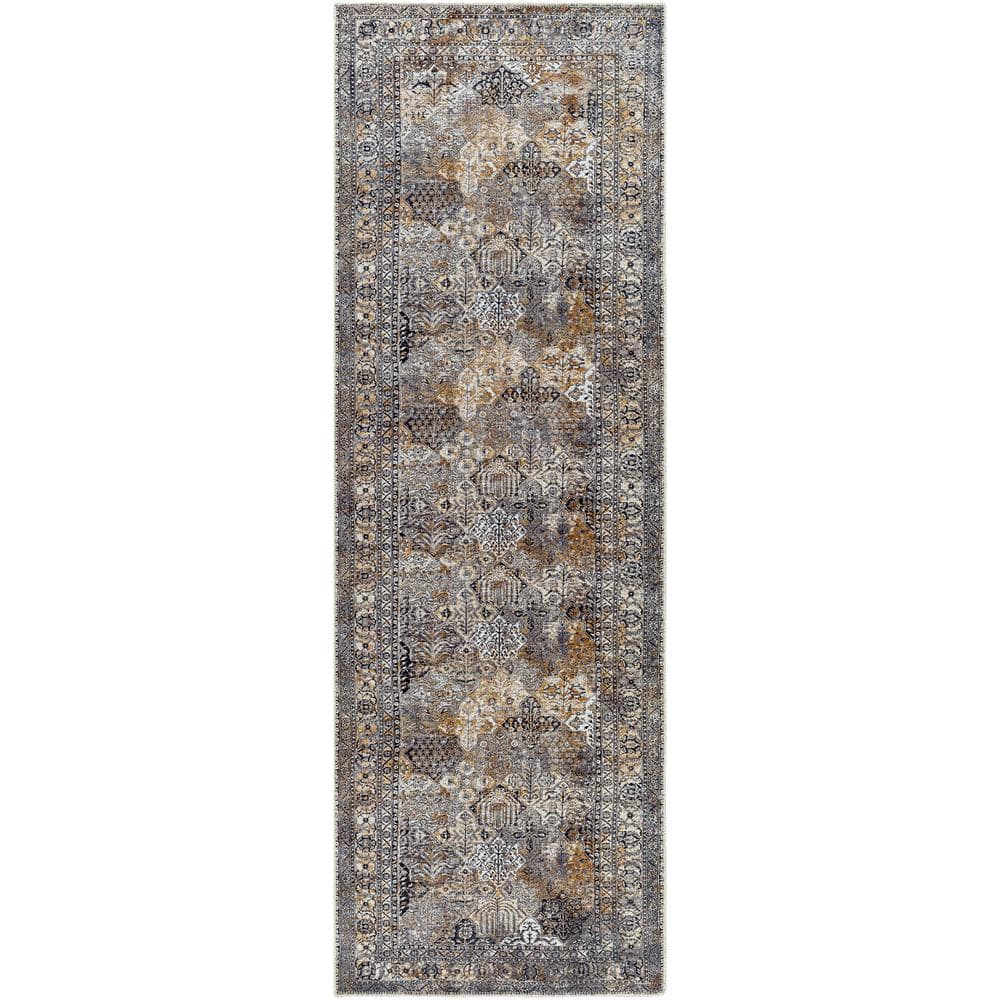 ZACOO Machine Braided Polyester Light Gray Machine Washable Rug