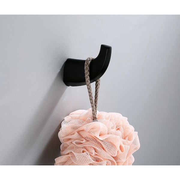 2-Pack Wall Mounted J-Hook Robe/Towel Hook in Stainless Steel Matte Black