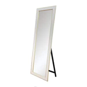 21.5 in. W x 71 in. H Freestanding Cracked White and Gold Trim Mirror
