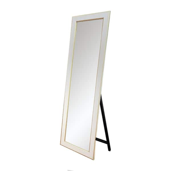 BrandtWorks 21.5 in. W x 71 in. H Freestanding Cracked White and Gold Trim Mirror