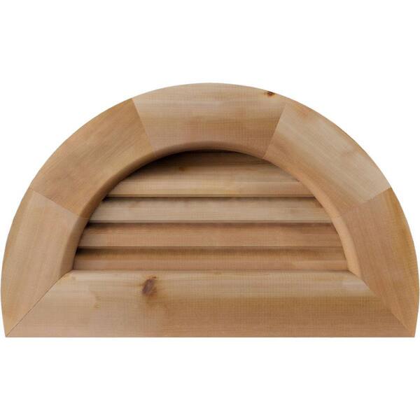 41 in. x 23 in. Half Round Unfinished Smooth Western Red Cedar Wood Paintable Gable Louver Vent