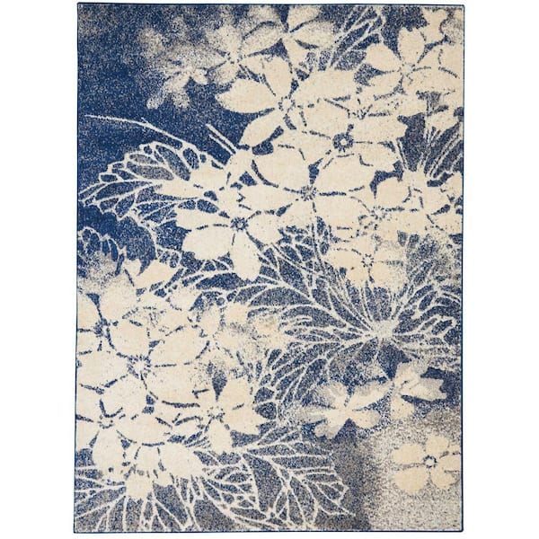 Nourison Tranquil Beige/Navy 4 ft. x 6 ft. Persian Vintage Area Rug