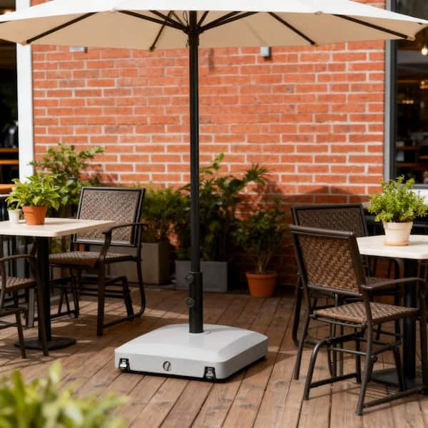 choosinf patio umbrella stand Durable Patio Umbrella Base with Wheels, Heavy Duty Outdoor Umbrella Stand  Holder in Light Gray ZY-3971P219