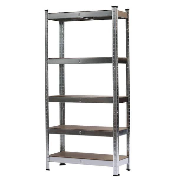 5-Tier Galvanized Metal Storage Rack: Heavy Duty, Adjustable Shelves in Black