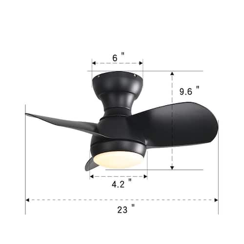 1.91 ft. Integrated LED Indoor Modern Black Ceiling Fan Lighting with 3 Sliver Blades and Remote Control Ceiling Fans With Lights