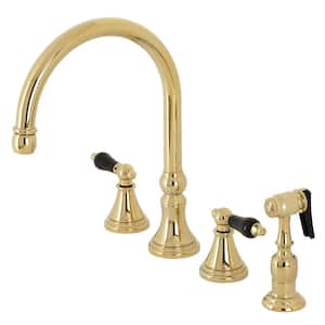 Duchess 2-Handle Kitchen Faucet with Side Sprayer in Polished Brass