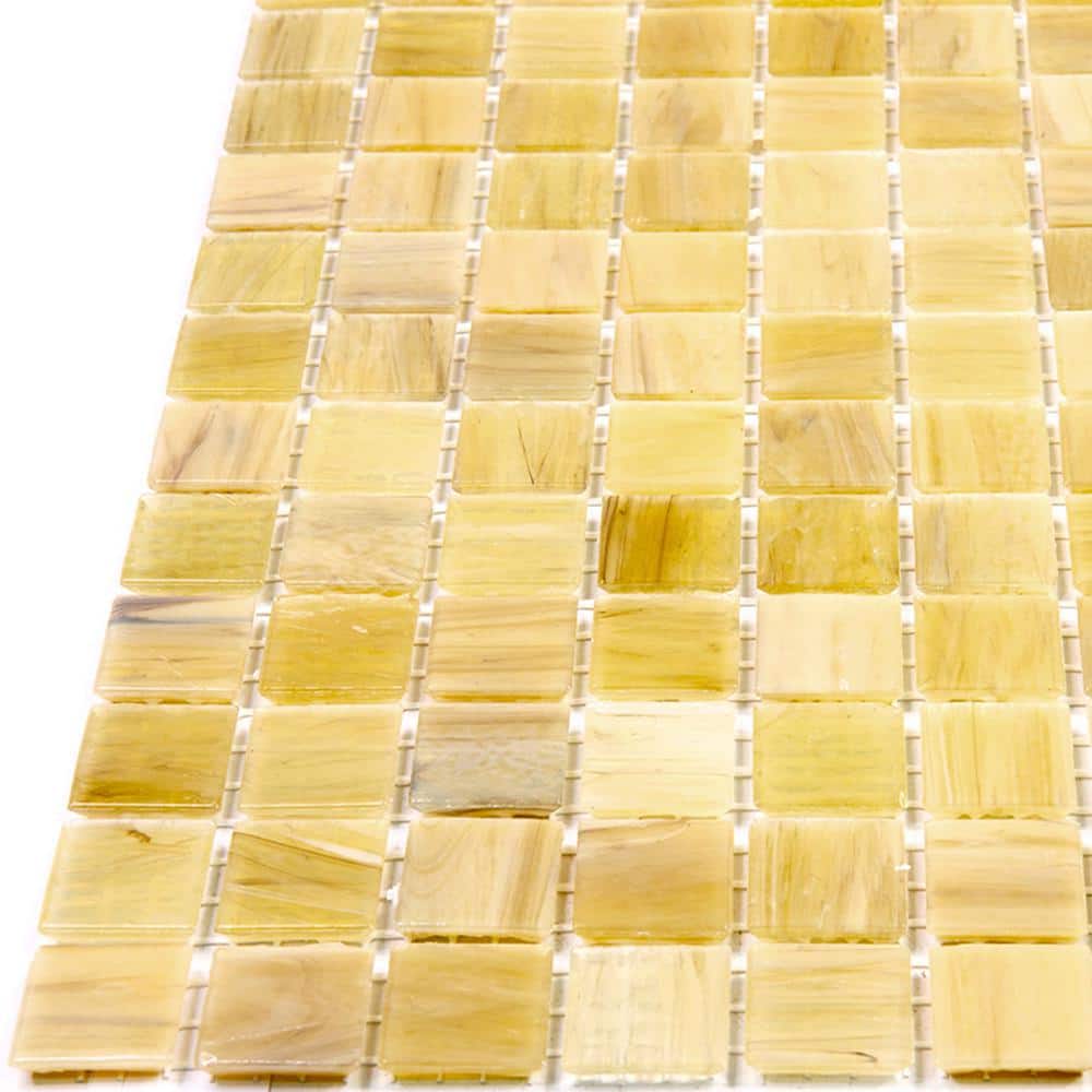 Celestial 12 in. x 12 in. Glossy Yellow Glass Mosaic Tile