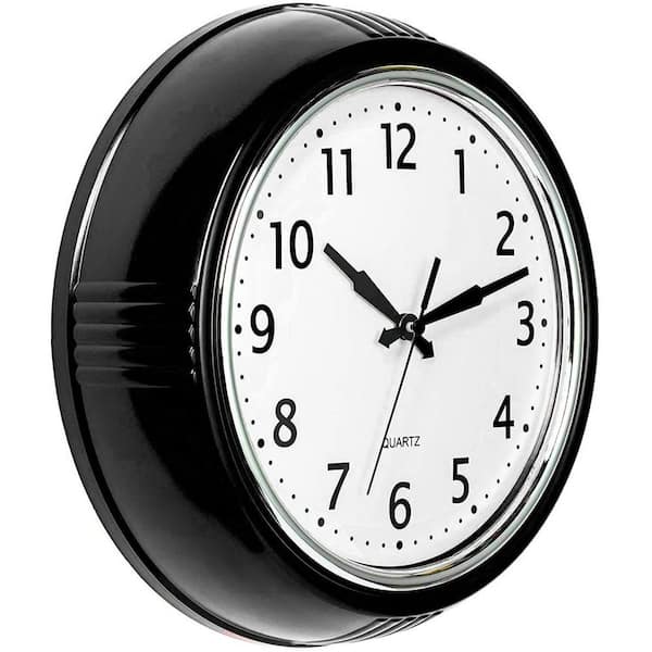 Afoxsos 9.5 in. Black Non-Ticking Analog Decorative Battery-Operated Wall Clock Vintage Design for Living Room Kitchen Bedroom