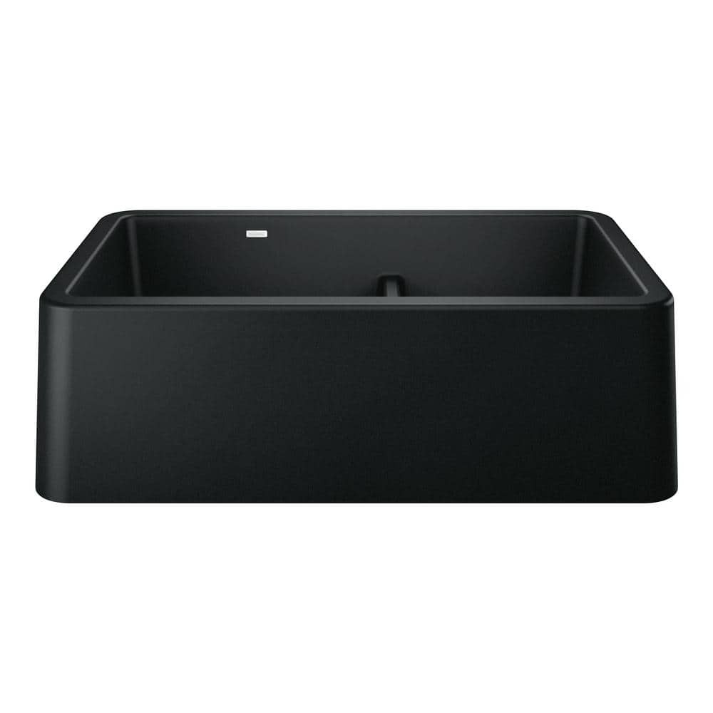 Blanco 402322 Ikon 33  Farmhouse Double Basin Silgranit Kitchen Sink - Black