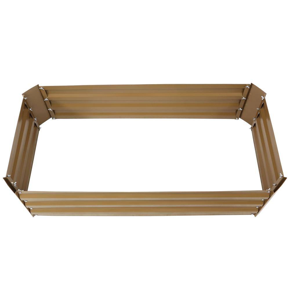 Brown Galvanized Steel Raised Garden Bed for Plants and Vegetables