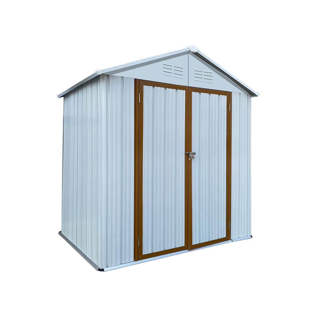 6 ft. W x 4 ft. D White & Yellow Outdoor Metal Storage Shed Garden Tool Sto