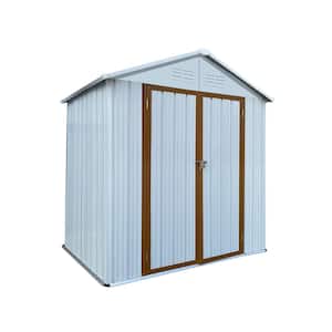 6 ft. W x 4 ft. D White & Yellow Outdoor Metal Storage Shed Garden Tool Storage with Lockable Doors (24 sq. ft.)