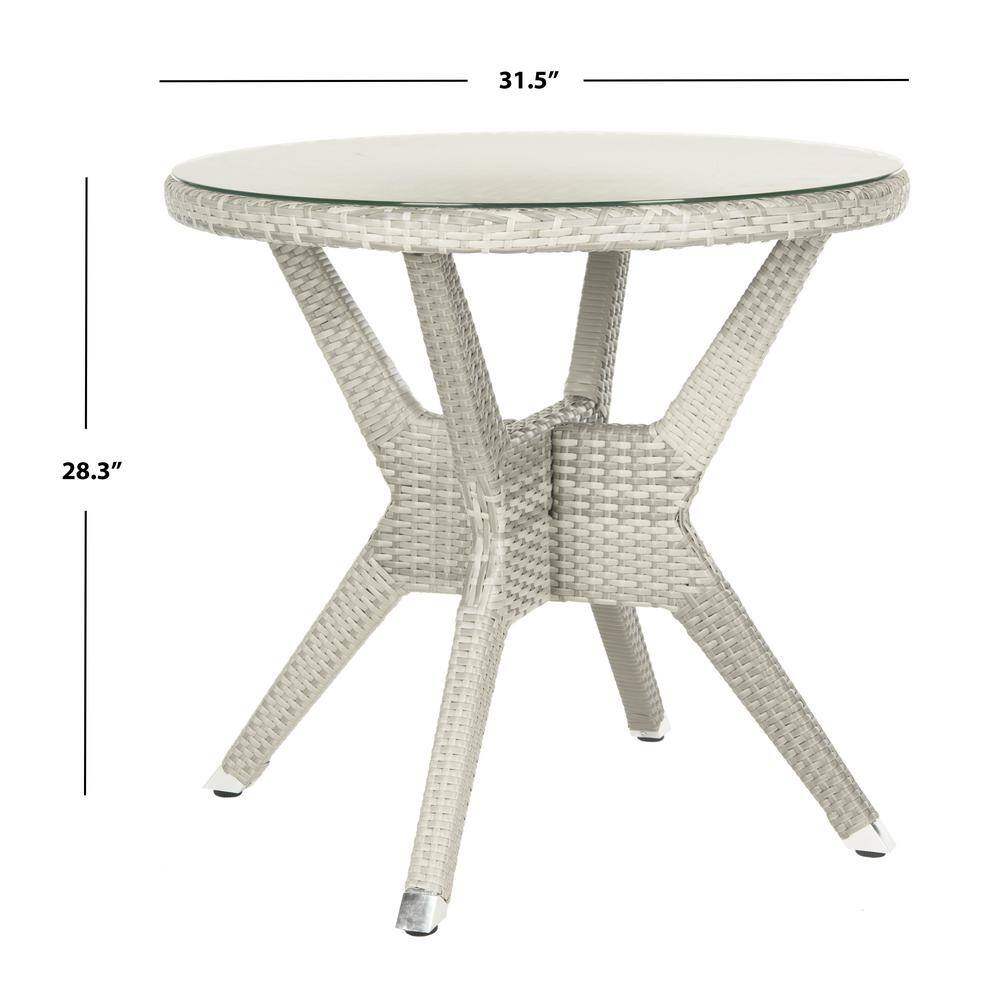 Langer Gray Round Wicker and Glass Dining Table