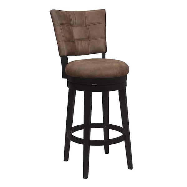 Hillsdale Furniture Kaede 45 in. Brown High Back Wood 30 in. Barstool with Chestnut Faux Leather Seat