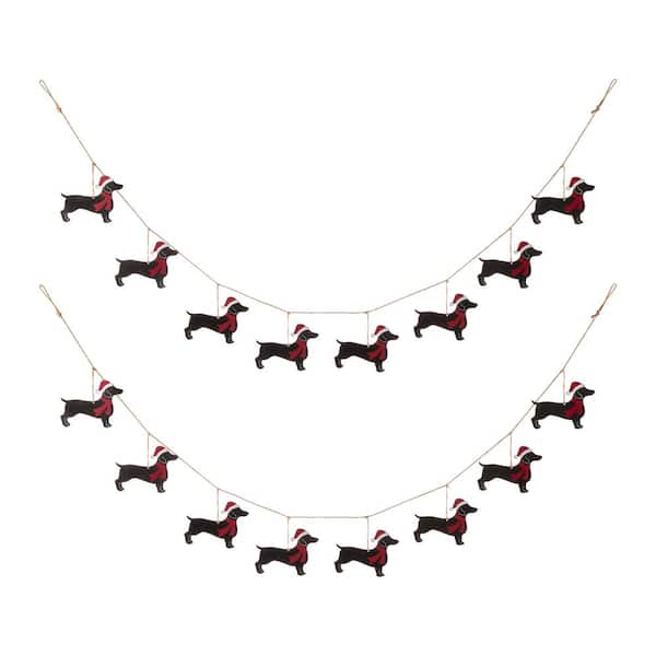 Glitzhome 72 in. H Metal Christmas Dog Garland (2-Pack)