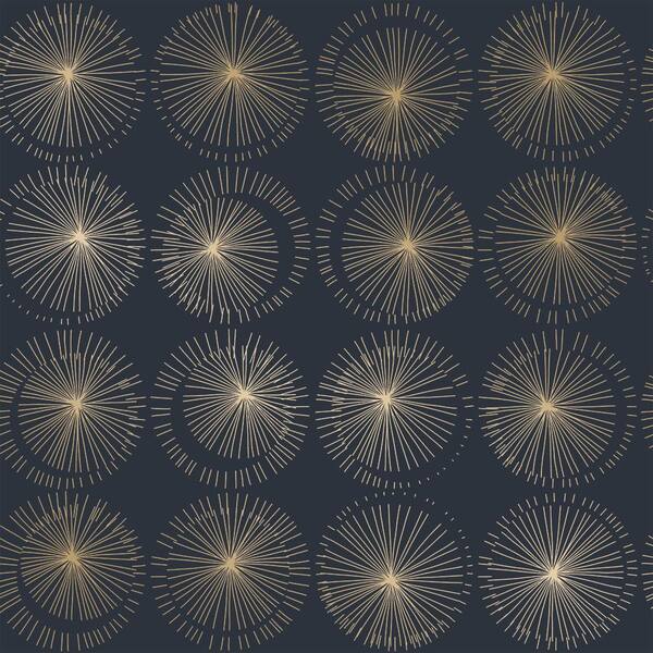 Tempaper Midnight and Metallic Gold Goodbye Moon Vinyl Peel and Stick