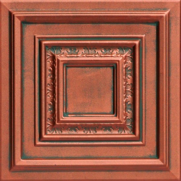 A La Maison Ceilings Chestnut Grove Copper Patina 1.6 ft. x 1.6 ft. Decorative Foam Glue Up Ceiling Tile (21.6 sq. ft./Case)