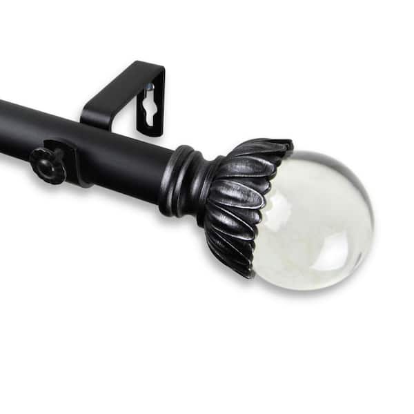 Rod Desyne Pixie 160 in. - 240 in. Adjustable 1 in. Dia Single Curtain Rod in Black