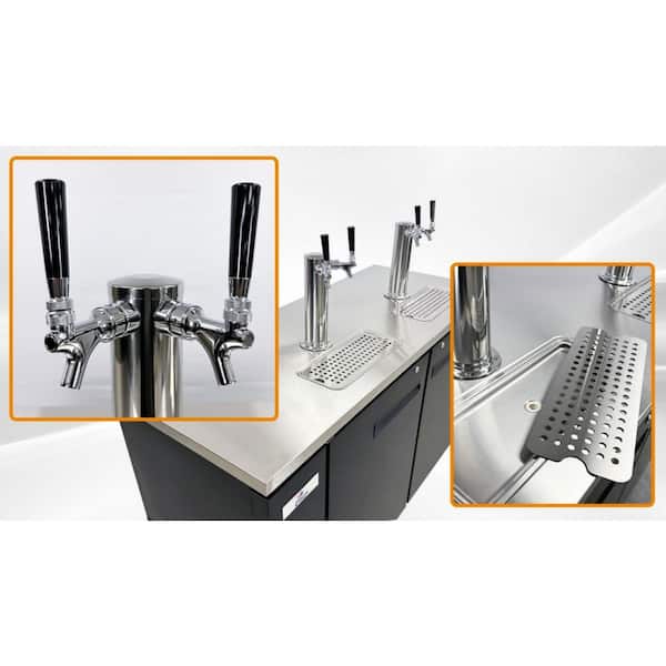60.8 in. W Two Tower Four Taps Two Half Barrel Beer Keg Dispenser Refrigerator