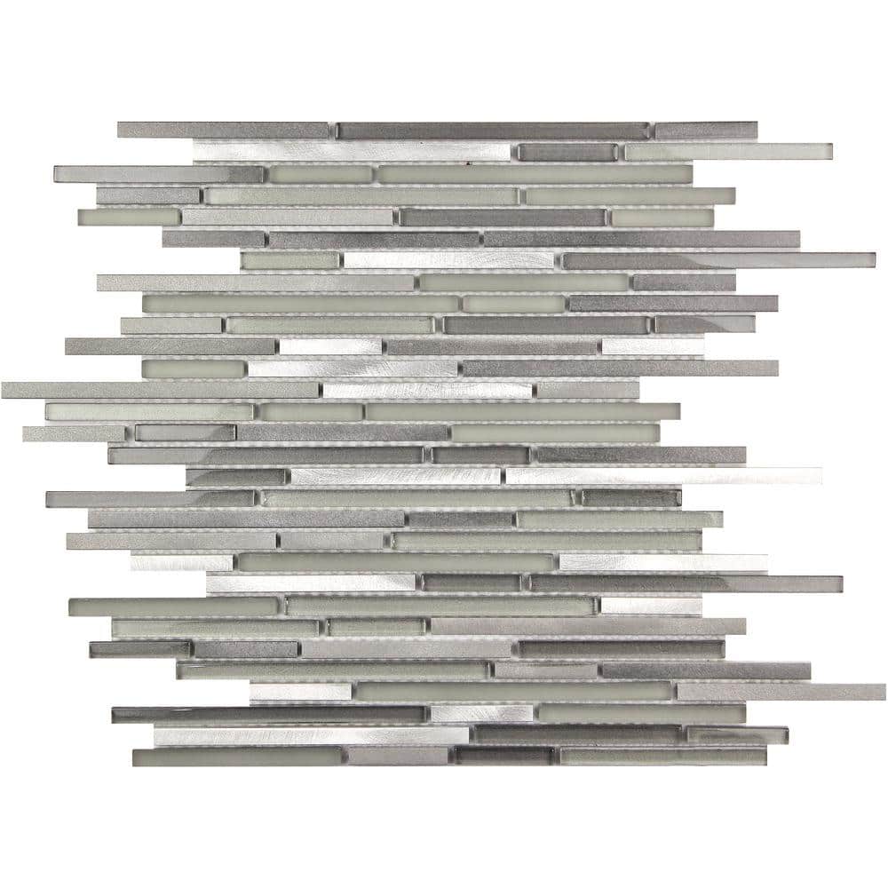 Waterfall Gray 11.8 in. x 11.8 in. Polished and Honed Linear Glass Mosaic Tile (4.83 sq. ft./Case) price history on PriceWatchPro