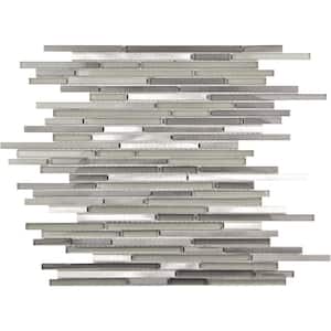 Waterfall Gray 11.8 in. x 11.8 in. Polished and Honed Linear Glass Mosaic Tile (4.83 sq. ft./Case)