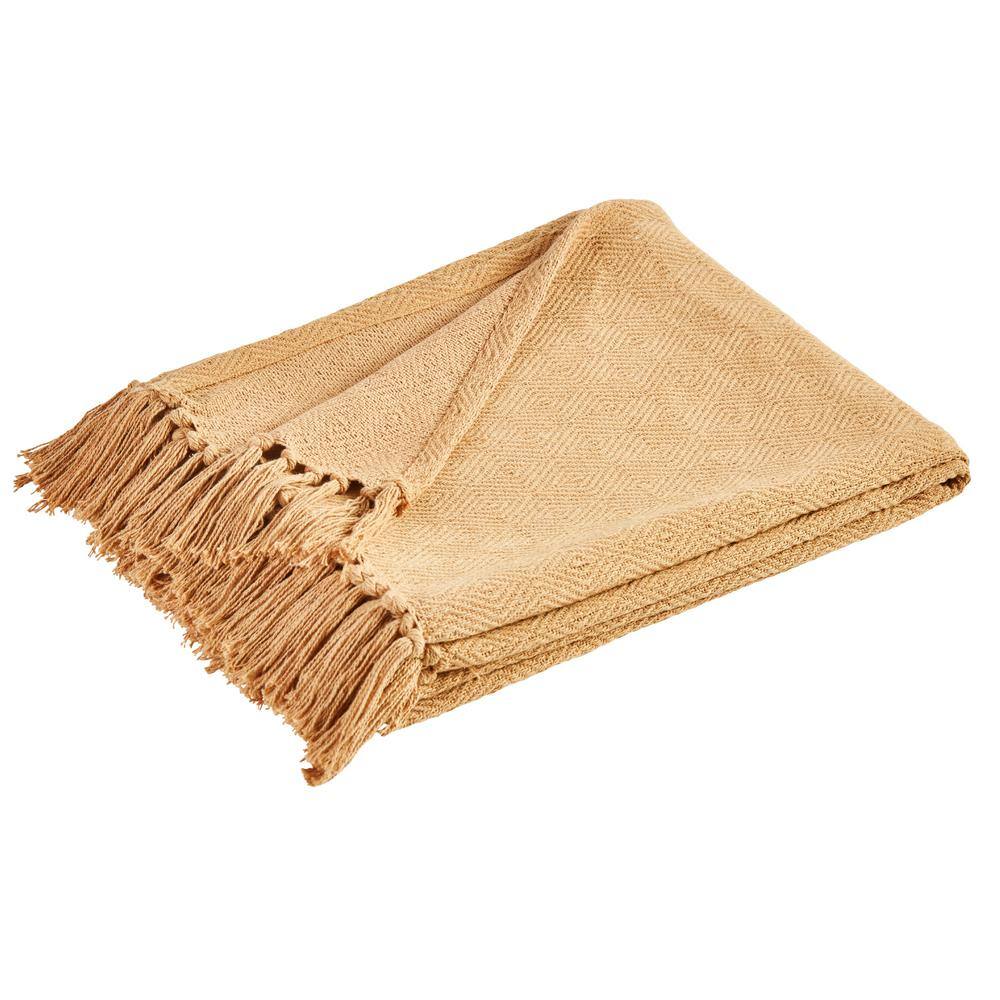 Chic Modern Cinnamon 100% Cotton Knitted Throw Blanket 50"x60"